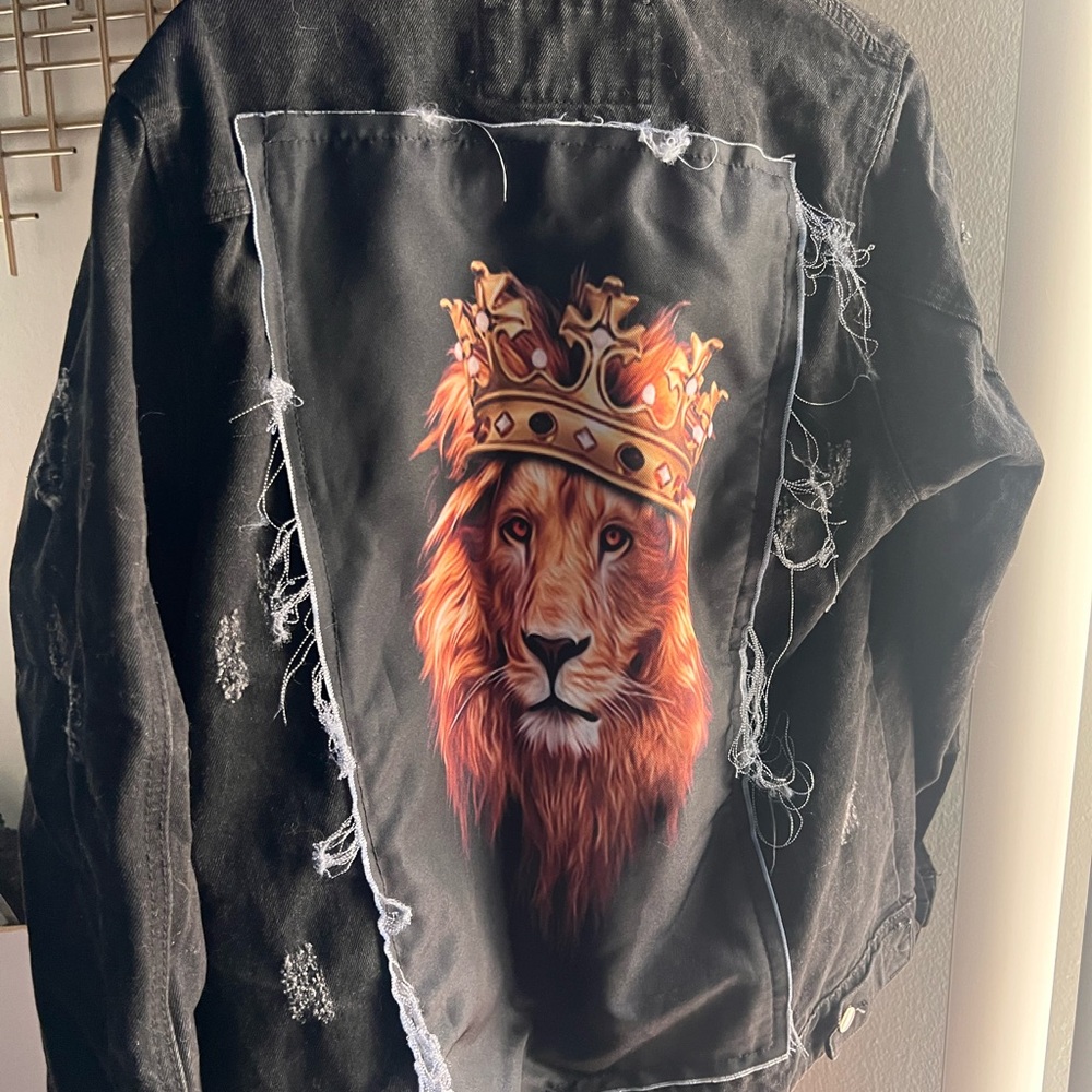 Black Lion Graphic Denim Jacket